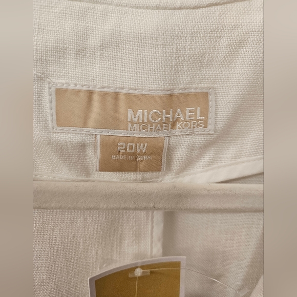 NWT - Linen Michael Kors White Blazer w Shirred Sleeves - Size 20W - Picture 5 of 12
